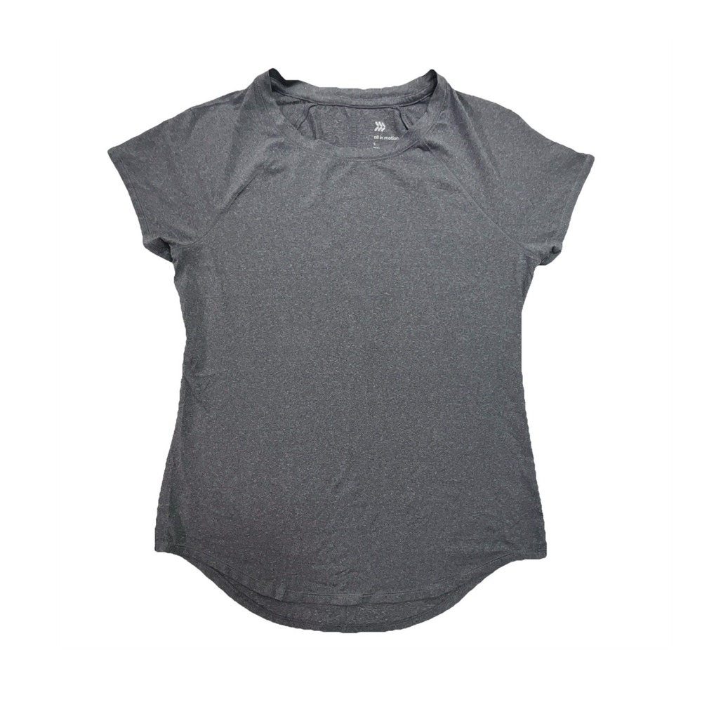All In Motion Women's Gray Breathable Stretch Crew Neck Short Sleeve T-Shirt S